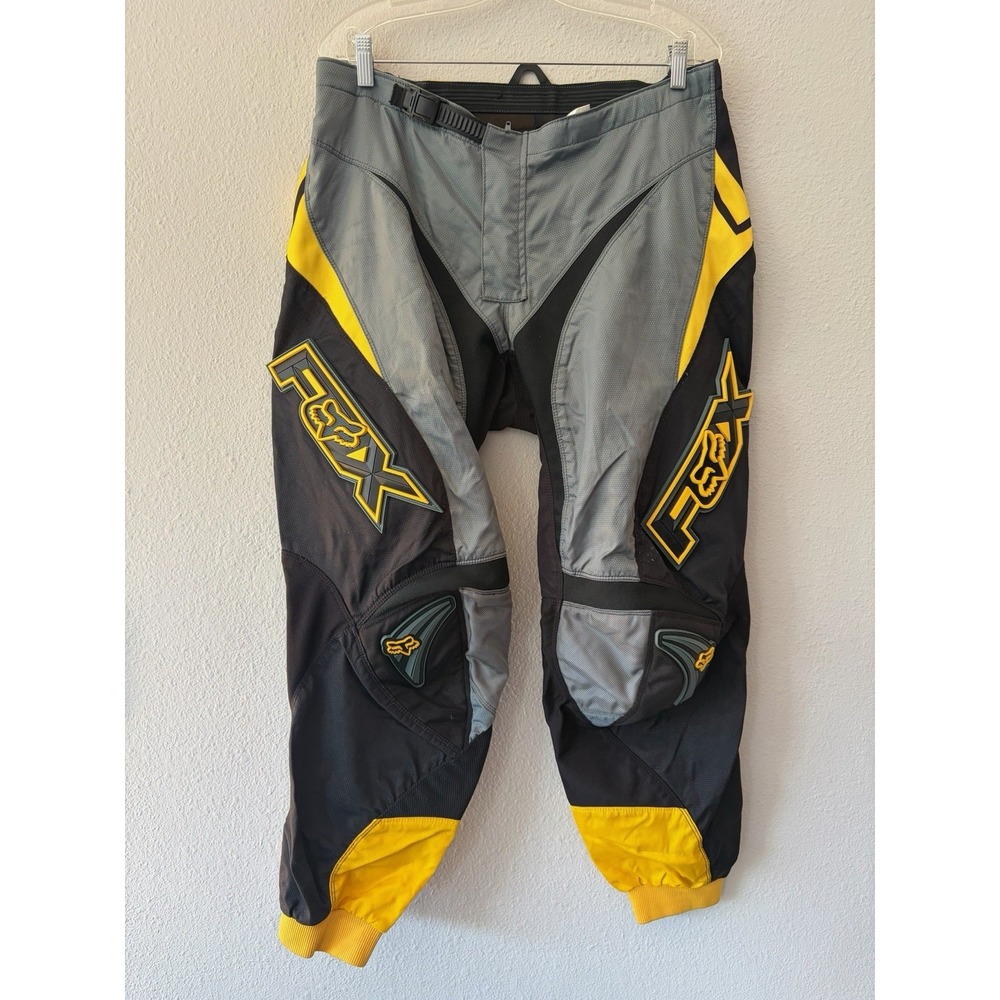 Fox Racing 180 Pants Mens Grey Yellow Racing Motocross Dirt Bike Outdoors Sz 38